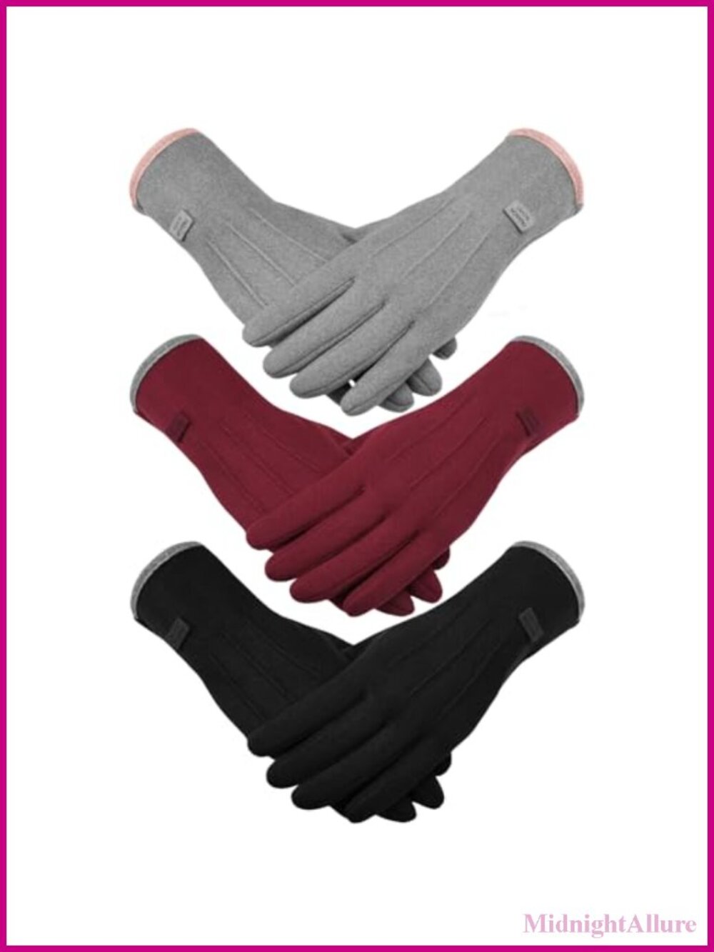 Womens Winter Gloves 3 Pairs Thermal Touch Screen Windproof Artificial Rabbit